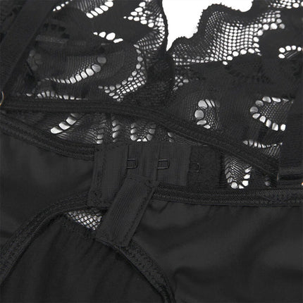 Verführerisches Babydoll mit Blumenprint – Schwarz Sinnliche Eleganz - Babydoll