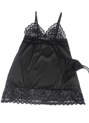 Verführerisches Babydoll mit Blumenprint – Schwarz Sinnliche Eleganz - Babydoll