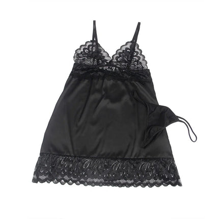 Verführerisches Babydoll mit Blumenprint – Schwarz Sinnliche Eleganz - Babydoll