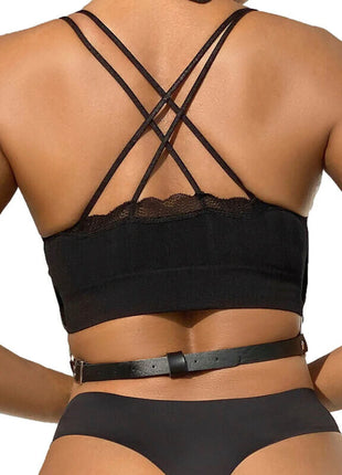 Verführerisches Leder-Brustharness mit Ketten - Schwarz Einheitsgröße - Brust-Harness