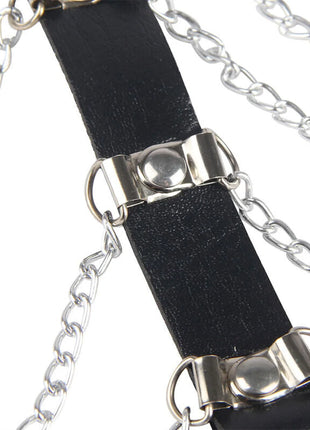 Verführerisches Leder-Brustharness mit Ketten - Schwarz Einheitsgröße - Brust-Harness