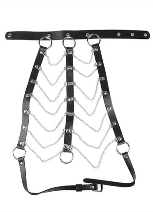 Verführerisches Leder-Brustharness mit Ketten - Schwarz Einheitsgröße - Brust-Harness