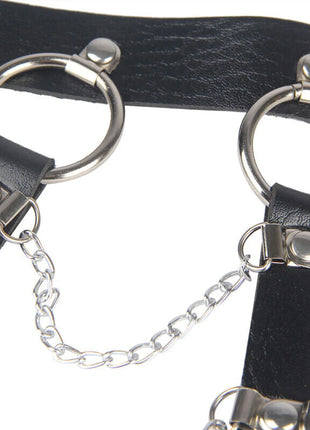 Verführerisches Leder-Brustharness mit Ketten - Schwarz Einheitsgröße - Brust-Harness