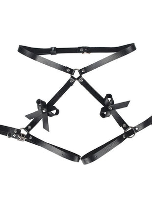 Verführerisches Leder Harness Schwarz - Einheitsgröße für Taille & Bein - Gürtel-Harness