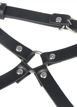 Verführerisches Leder Harness Schwarz - Einheitsgröße für Taille & Bein - Gürtel-Harness