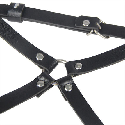 Verführerisches Leder Harness Schwarz - Einheitsgröße für Taille & Bein - Gürtel-Harness