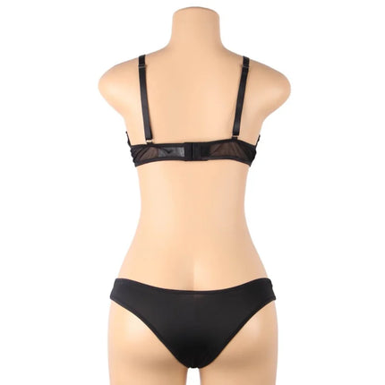 Verführerisches Set: Transparenz-BH & Streifen-Slip - BH & Slip