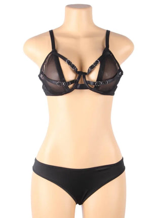 Verführerisches Set: Transparenz-BH & Streifen-Slip - BH & Slip