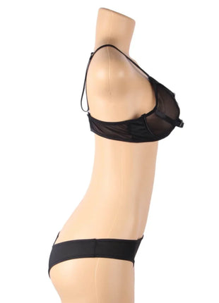 Verführerisches Set: Transparenz-BH & Streifen-Slip - BH & Slip