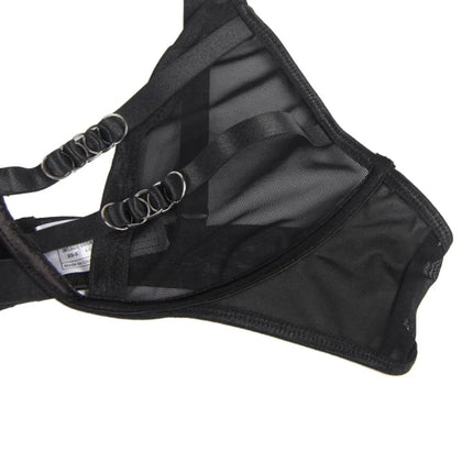 Verführerisches Set: Transparenz-BH & Streifen-Slip - BH & Slip