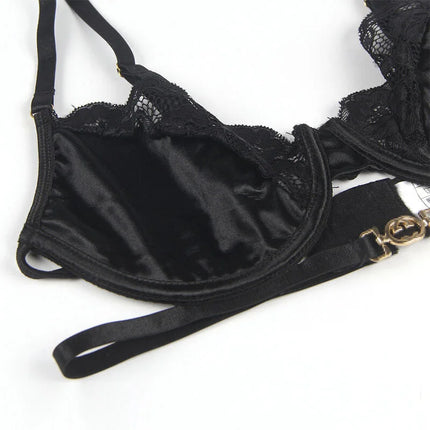 Verführerisches Spitzen-Dessous: Eleganz in Schwarz - Sexy Dessous-Set