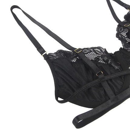 Verführerisches Spitzen-Dessous: Eleganz in Schwarz - Sexy Dessous-Set