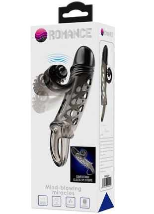 Verlängerte Lust - Elastischer Vibrationskäfig in Schwarz - Penishüllen mit Verlängerung