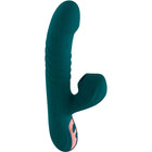 Teal silikon vibrator mit pinkem akzent und strukturierten rillen ergonomisch grün vibroluxus 20 modi saug erlebnis