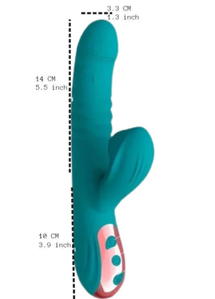 Teal silikon rabbit-vibrator vibroluxus mit 20 modi grün ergonomisch saug-erlebnis und rosa-teal bedienfeld