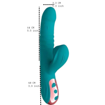 Teal silikon rabbit-vibrator vibroluxus mit 20 modi grün ergonomisch saug-erlebnis und rosa-teal bedienfeld