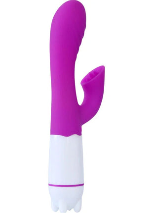 Vibrant lila und weiße silikonkaninchen-vibrator violette glücks-welle mit texturiertem griff und kussgefühl