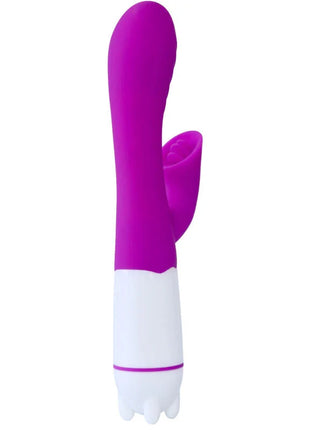Violette glücks-welle eleganter silikon vibrator in lila und weiß mit strukturierter griffoberfläche und kissgefühl