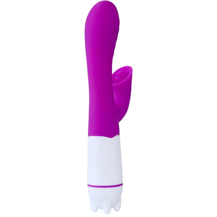 Violette glücks-welle eleganter silikon vibrator in lila und weiß mit strukturierter griffoberfläche und kissgefühl