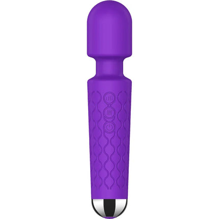 Violette sinnlichkeit luxuriöser massager und vibrator in lila silikon mit strukturierter grifffläche und metallspitze