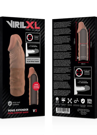 VIRILXL - FLÜSSIGE SILIKON V5 BRAUNE PENISVERLÄNGERUNG - Penishüllen mit Verlängerung