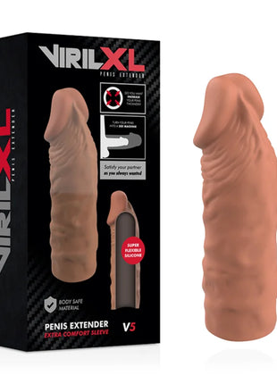 VIRILXL - FLÜSSIGE SILIKON V5 BRAUNE PENISVERLÄNGERUNG - Penishüllen mit Verlängerung