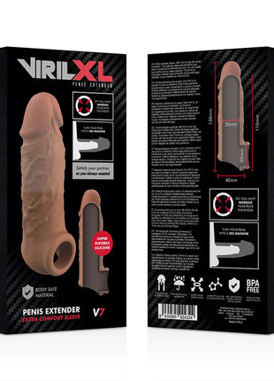 VIRILXL - FLÜSSIGE SILIKON V7 BRAUNE PENISVERLÄNGERUNG - Penishüllen mit Verlängerung