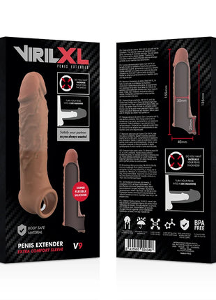 VIRILXL - FLÜSSIGE SILIKON V9 BRAUNE PENISVERLÄNGERUNG - Penishüllen mit Verlängerung