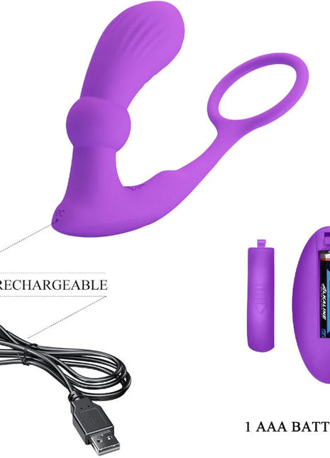 WARREN BLACK ANALRING & VIBRATOR - Violett - Prostata-Vibratoren
