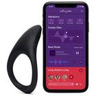 We-vibe verge 2 vibrationsring aus schwarzem medizinischem silikon mit glattem, gebogenem design und texturierter griffstelle