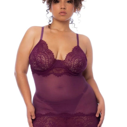 weinrotes Chemise - MAL7554XWINE von Mapale - XL/2XL / Burgundy - Negligee