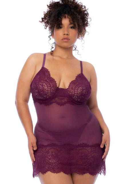 weinrotes Chemise - MAL7554XWINE von Mapale - XL/2XL / Burgundy - Negligee