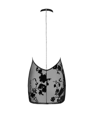 Wildblumen Netzkleid mit Strasskette - Glamouröse Optik - Minikleid