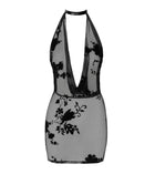Wildblumen Netzkleid mit Strasskette - Glamouröse Optik - S / schwarz - Minikleid