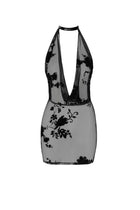Wildblumen Netzkleid mit Strasskette - Glamouröse Optik - S / schwarz - Minikleid