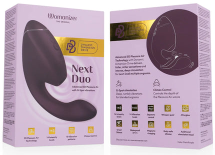 WOMANIZER - DUO NEXT DOPPELTER KLITORIS- & G-PUNKT-STIMULATOR DUNKELLILA