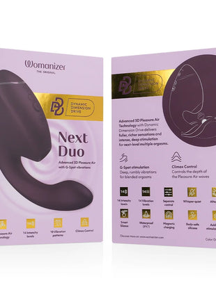 WOMANIZER - DUO NEXT DOPPELTER KLITORIS- & G-PUNKT-STIMULATOR DUNKELLILA