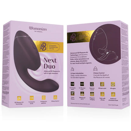 WOMANIZER - DUO NEXT DOPPELTER KLITORIS- & G-PUNKT-STIMULATOR DUNKELLILA
