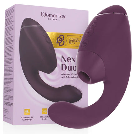 WOMANIZER - DUO NEXT DOPPELTER KLITORIS- & G-PUNKT-STIMULATOR DUNKELLILA