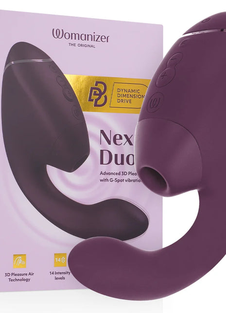 WOMANIZER - DUO NEXT DOPPELTER KLITORIS- & G-PUNKT-STIMULATOR DUNKELLILA