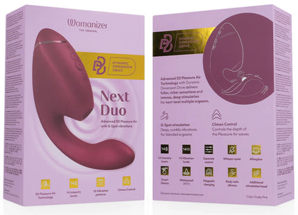 WOMANIZER - DUO NEXT DOPPELTER KLITORIS- & G-PUNKT-STIMULATOR DUNKLES ROSA