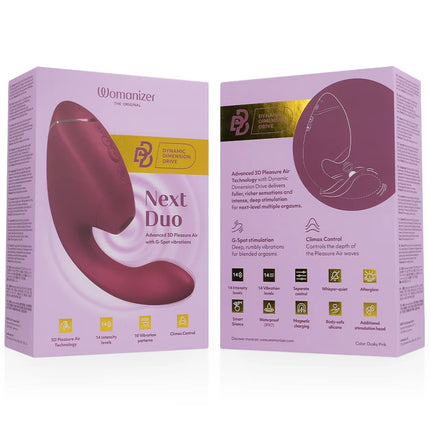 WOMANIZER - DUO NEXT DOPPELTER KLITORIS- & G-PUNKT-STIMULATOR DUNKLES ROSA