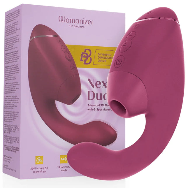 WOMANIZER - DUO NEXT DOPPELTER KLITORIS- & G-PUNKT-STIMULATOR DUNKLES ROSA