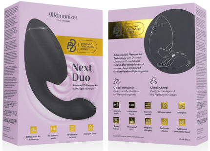WOMANIZER - DUO NEXT DOPPELTER KLITORIS- & G-PUNKT-STIMULATOR SCHWARZ
