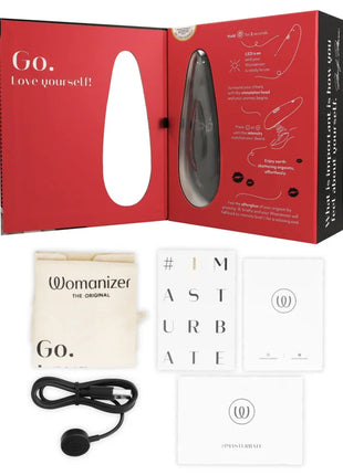 Womanizer marilyn monroe classic 2 klitoralstimulator aus schwarzem marmor in schwarz shown from the back side