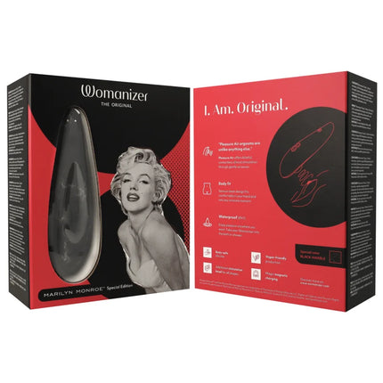 Womanizer marilyn monroe classic 2 klitoralistimulator aus schwarzem marmor mit ergonomischer tropfenform und glatter oberfläche