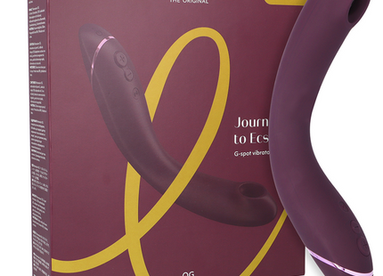 Violetter womanizer og g-spot vibrator mit schlankem, gebogenem design und subtiler leuchtender akzentlinie