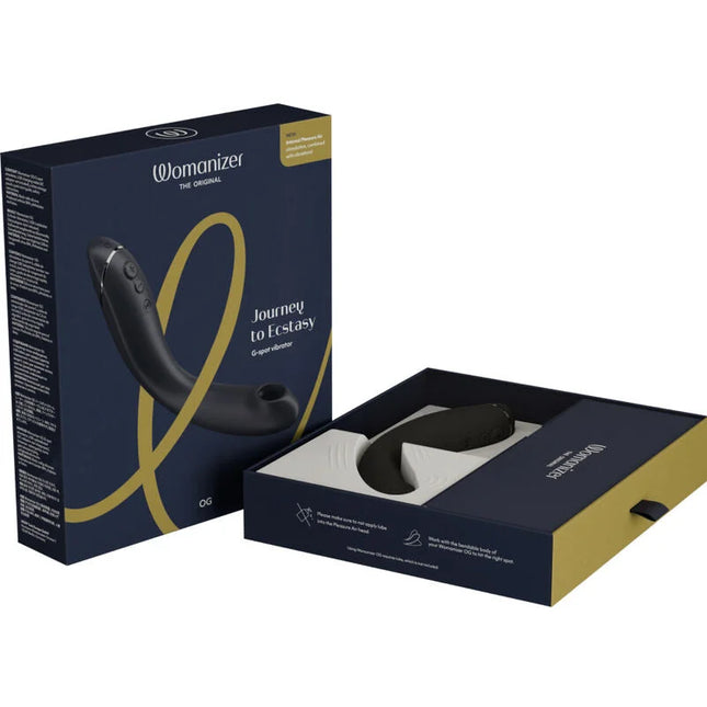 Womanizer og g spot vibrator in schwarz mit ergonomischem design und metallischen akzenten für präzise stimulation