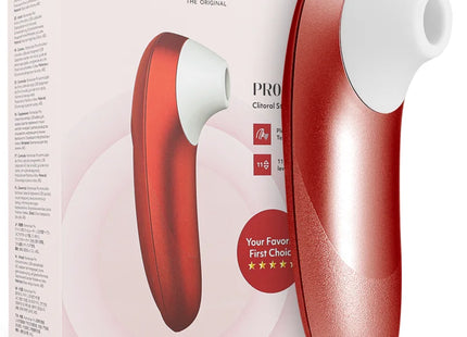 Rose gold und weißer Womanizer Pro klitoralstimulator in burgunderfarbe für intensive vibration