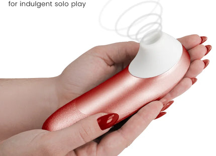 Womanizer pro vibrant klitoralstimulator in rosegold und weiß mit schlankem, gebogenem design für klitorisstimulation